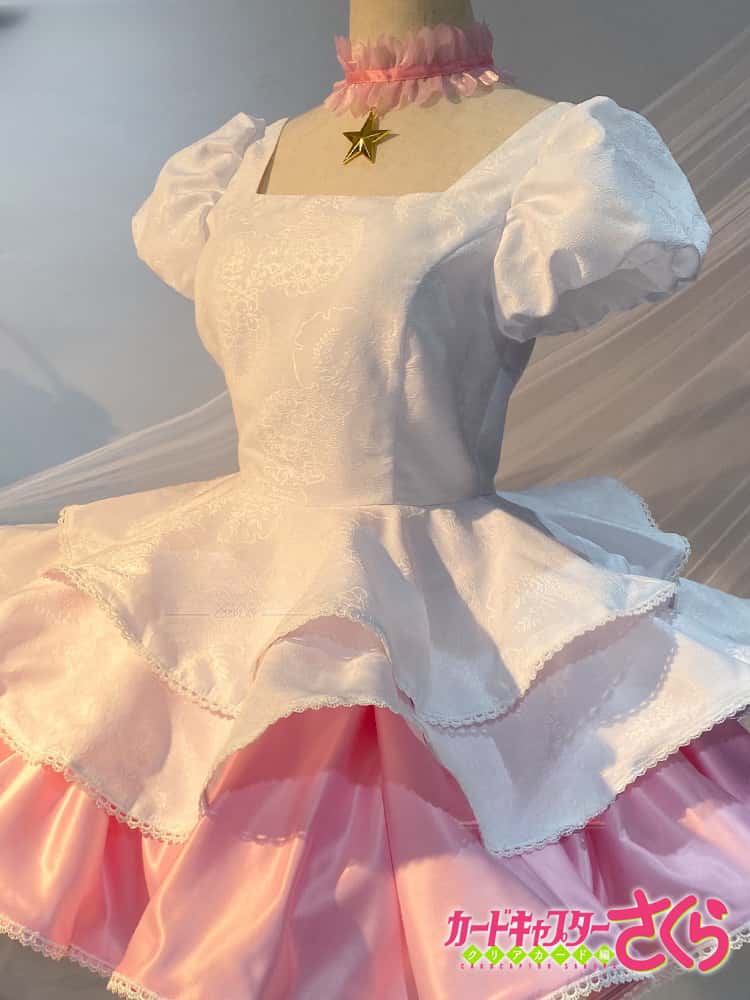 Card Captor Sakura Kinomoto Sakura Cosplay Costume Pink White Cardcaptor Sakura