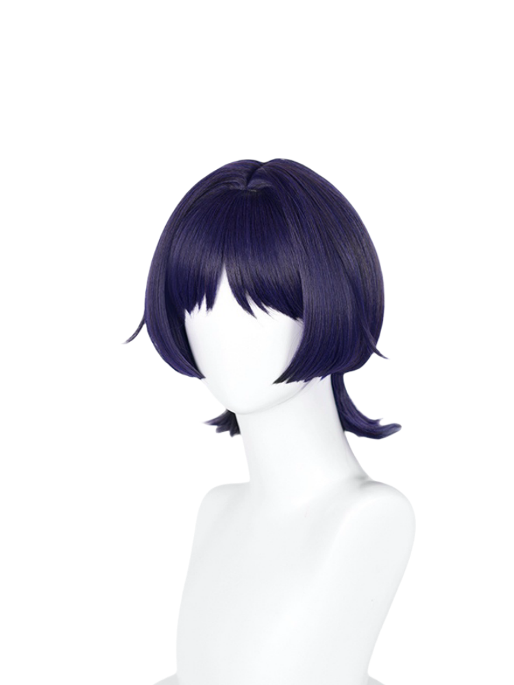 Genshin Impact Scaramouche Wanderer Blue with Purple Highlights Cosplay Wig