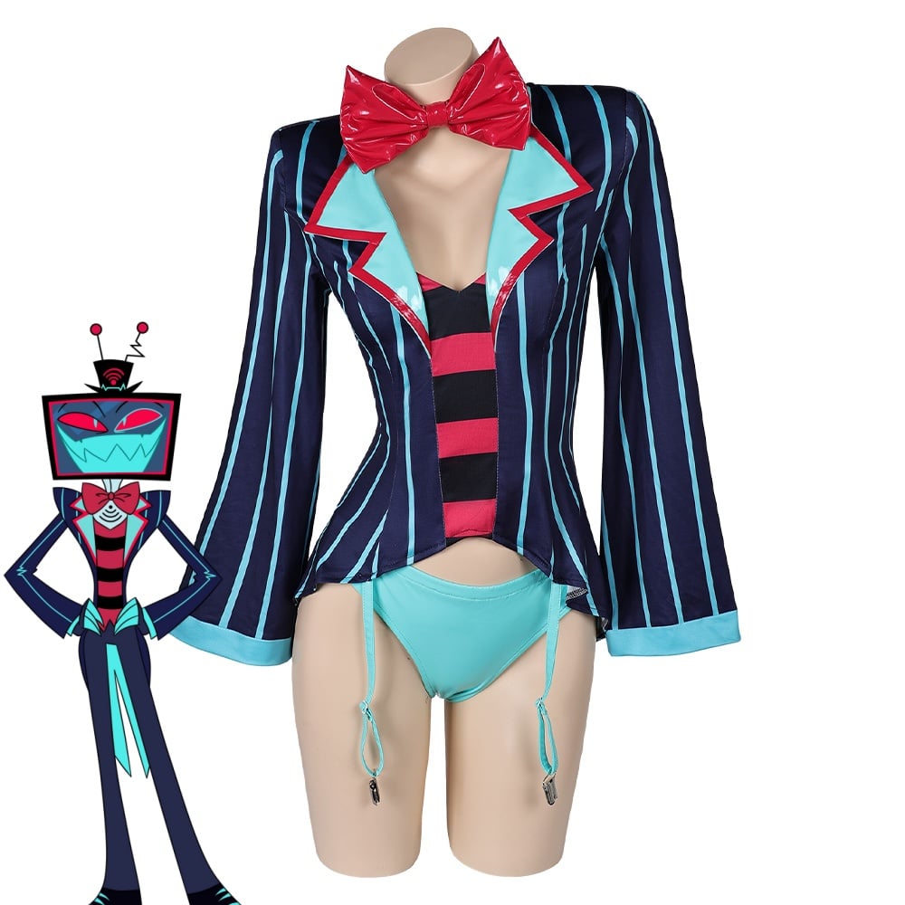 Hazbin Hotel TV Vox Women Blue Sexy Suit Party Carnival Halloween Cosplay Costume