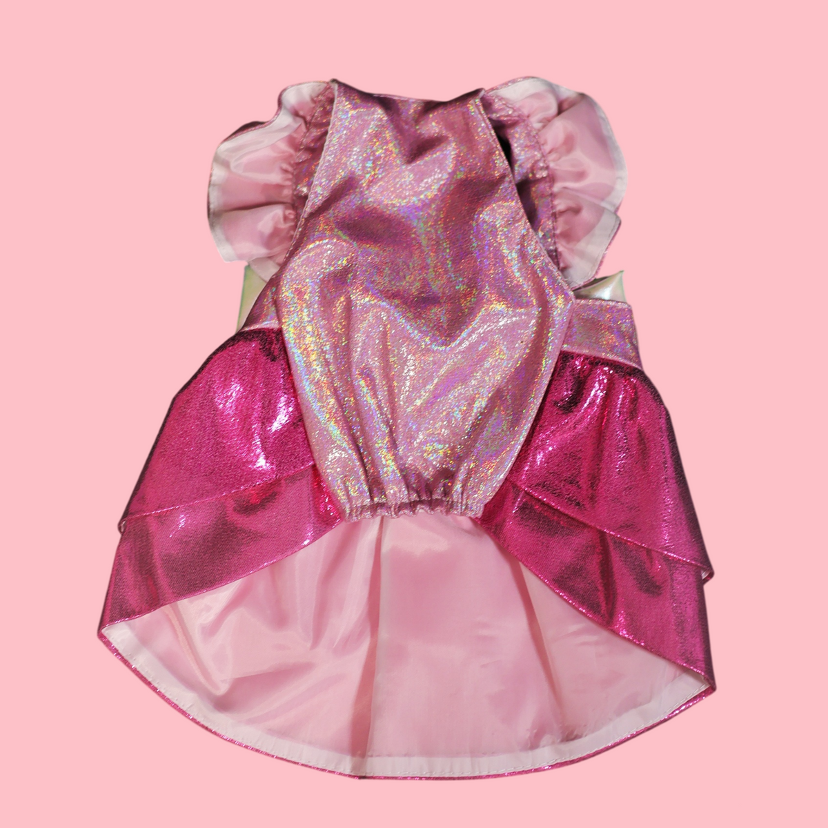 Back view of pink princess cat costume dress