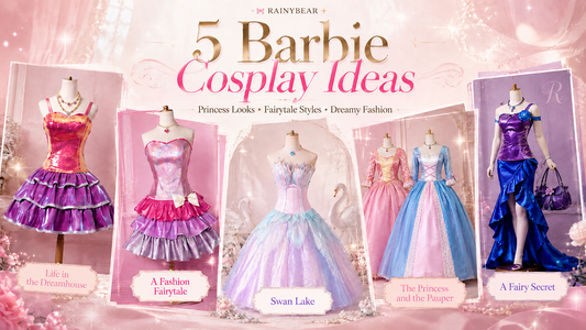 5 Barbie cosplay dress ideas featuring princess gowns and fairytale costumes from Rainybear