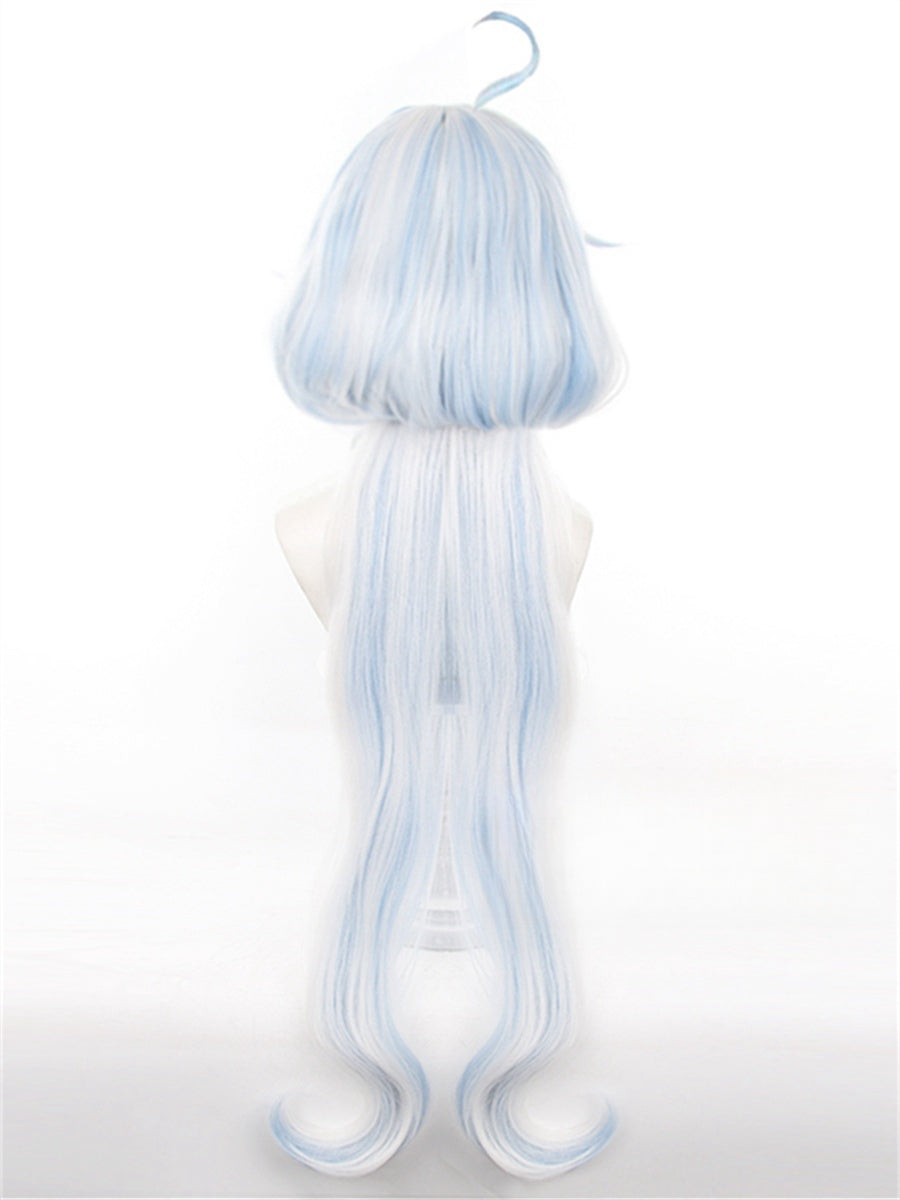 Genshin Impact Furina Argent avec reflets bleus Cosplay Perruque 