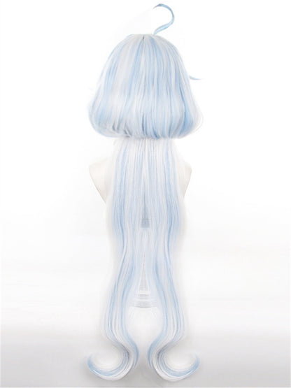 Genshin Impact Furina Argent avec reflets bleus Cosplay Perruque 