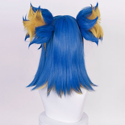 Perruque de cosplay bleu fluo Valorant