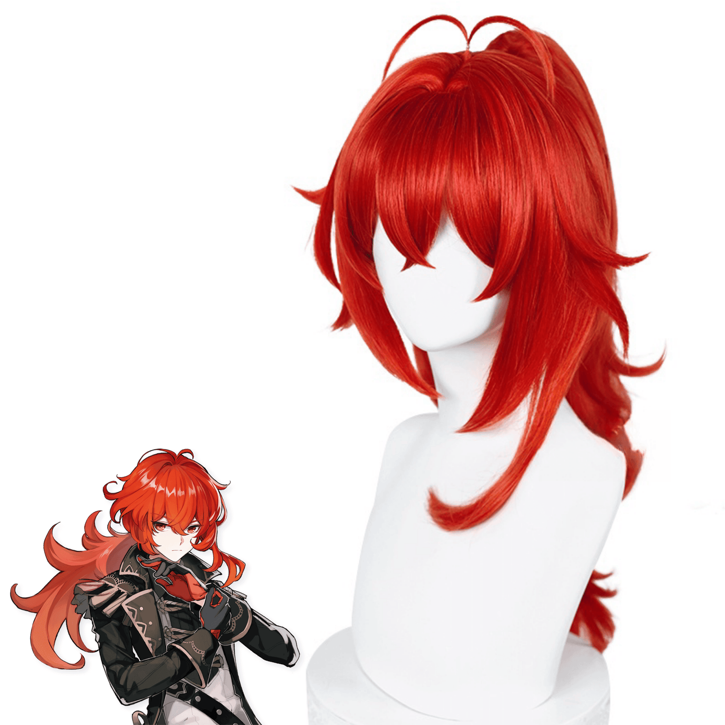 Genshin Impact Diluc Red Cosplay Wig