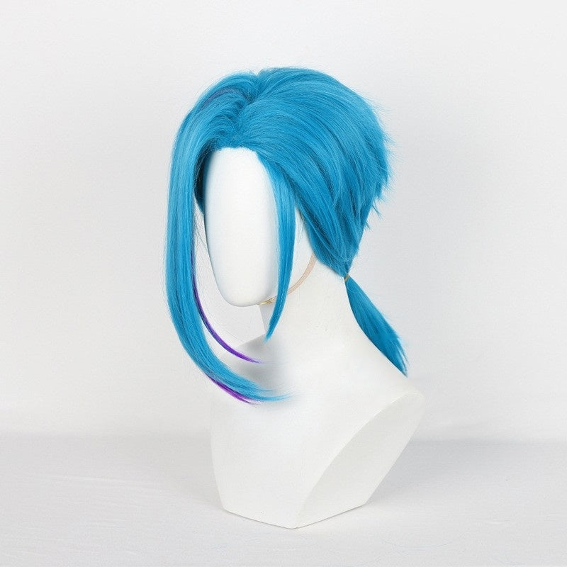 League of Legends Arcane 2 Jinx Blue Purple Highlights Cosplay Wig