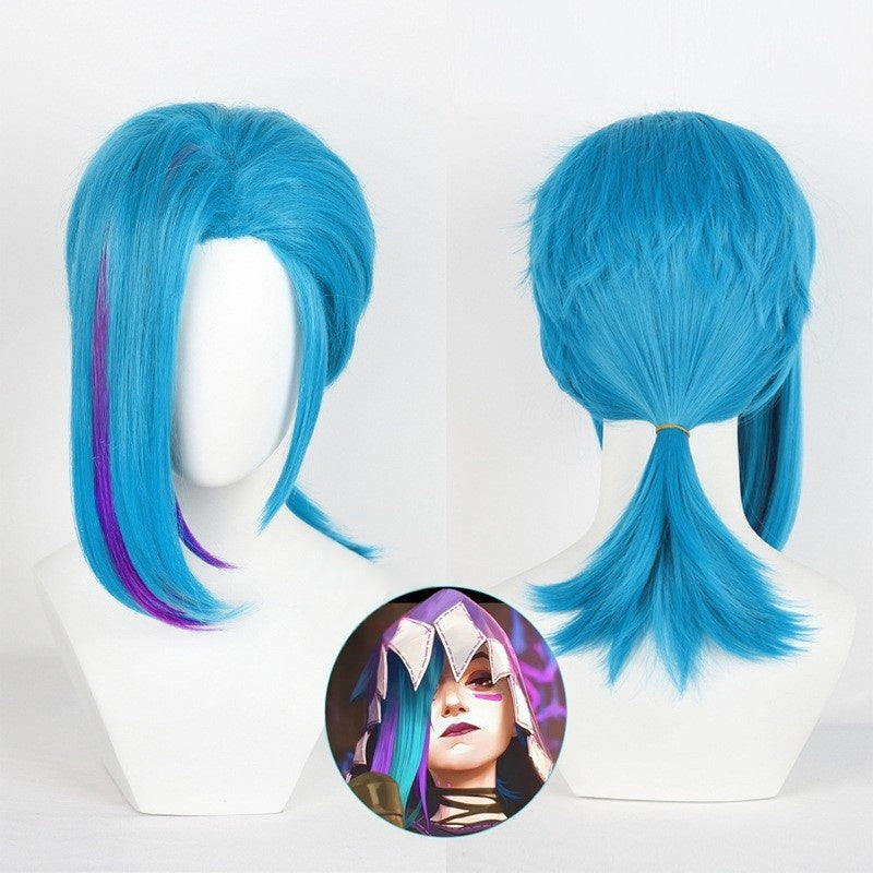 League of Legends Arcane 2 Jinx Blue Purple Highlights Cosplay Wig