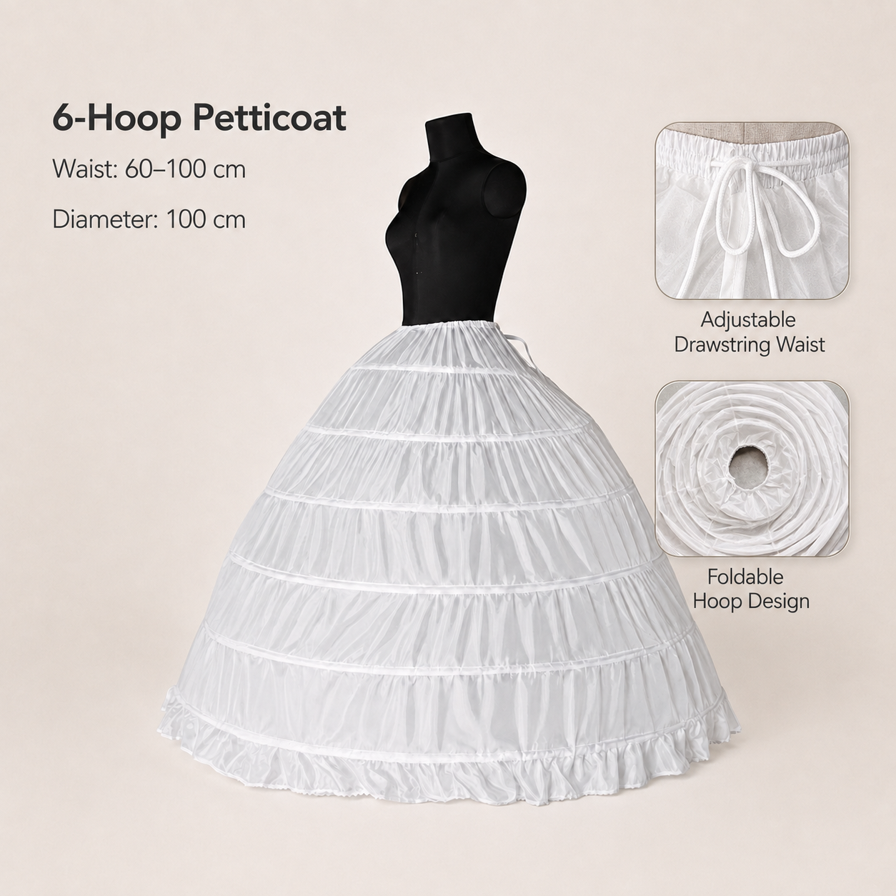 A-Line Petticoat Crinoline | Wide Full-Length Bridal Underskirt
