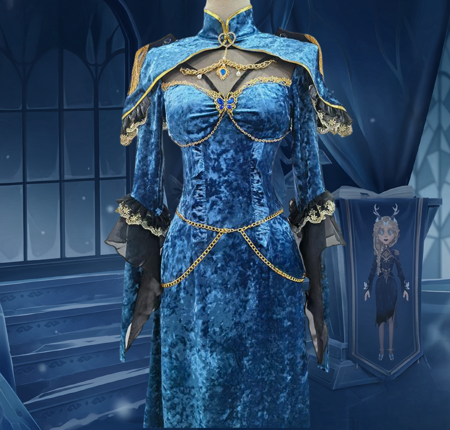 Identity V Priestess Fiona Gilman Frozen Butterfly Cosplay Costume