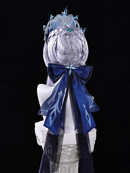 Anastasia cosplay wig and headpiece back view