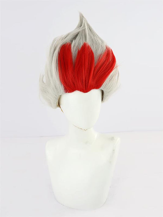 League of Legends Rakan Red to Grey Ombre Cosplay Wig