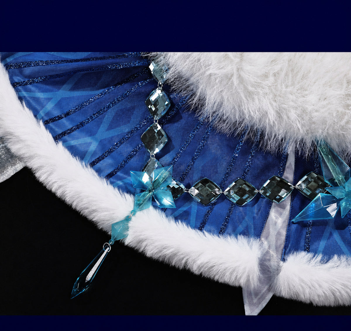 Tsaritsa Ice Queen cosplay fur and crystal details