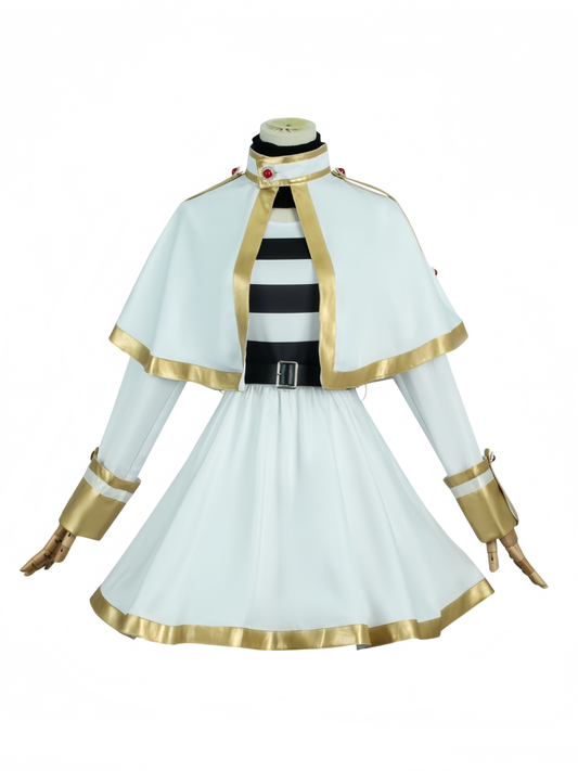 Friieren White & Gold Elf Mage Cosplay Costume with Cape