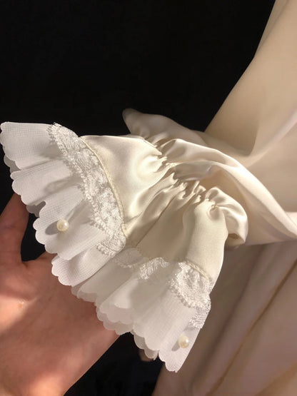 Ruffled sleeve and cuff details of the 12 Dancing Princesses nightgown costume