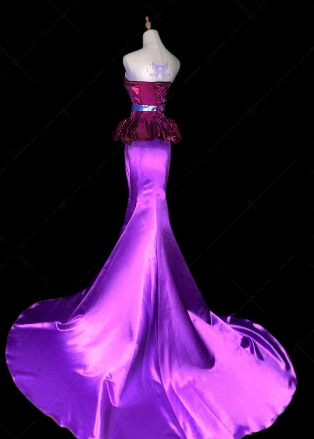 Barbie A Fairy Secret purple gown dress  back view cosplay costume with flowing skirt