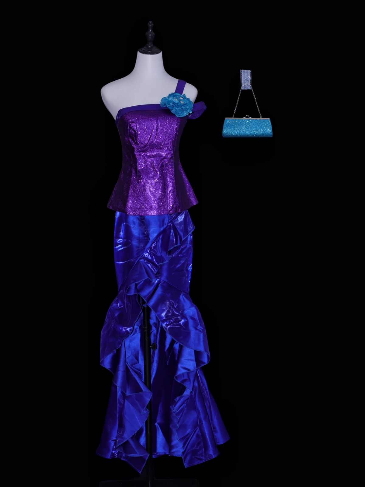 Barbie A Fairy Secret Raquelle cosplay costume with purple bodice and blue layered skirt