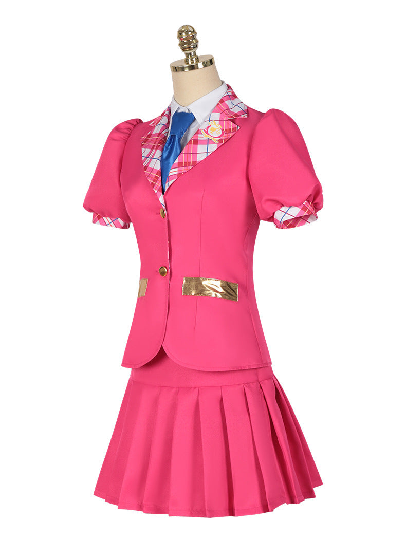 Barbie Delancy pink princess dress costume with detailed school fashion design