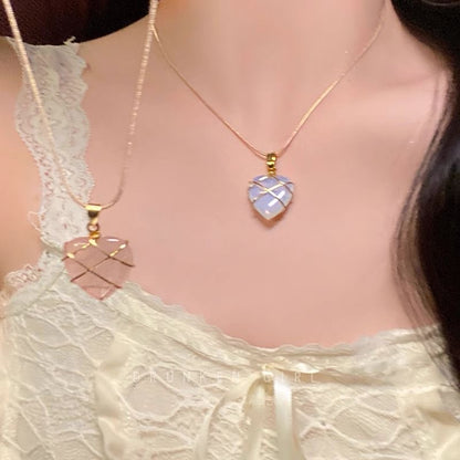 Pink and blue heart necklaces inspired by Barbie and the Diamond Castle