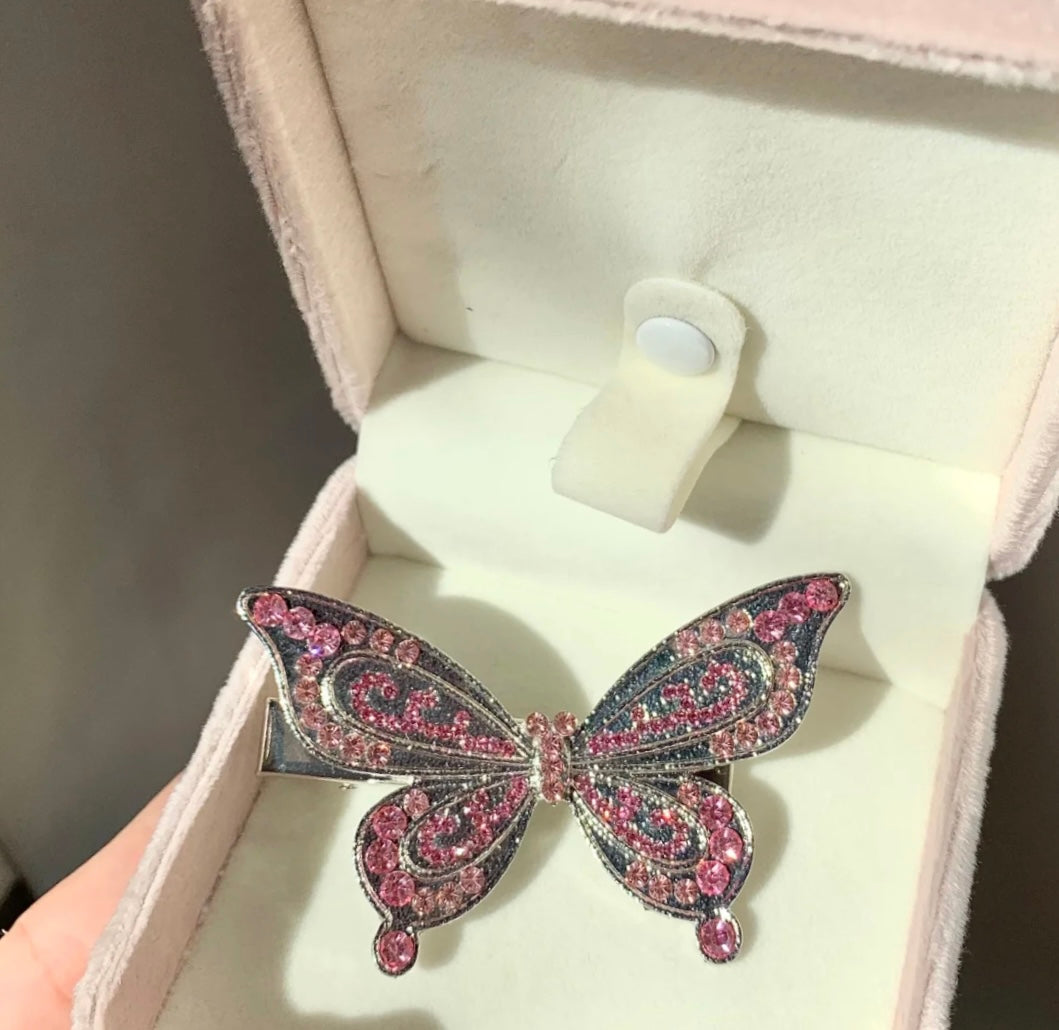Barbie Dreamhouse cosplay butterfly hair clip displayed in a jewelry box