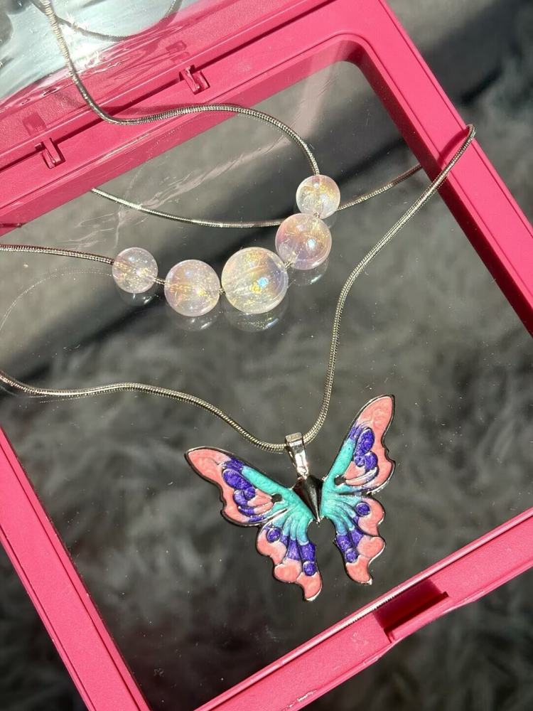 Barbie Fairytopia Magic of the Rainbow necklace set with colorful beads and butterfly pendant