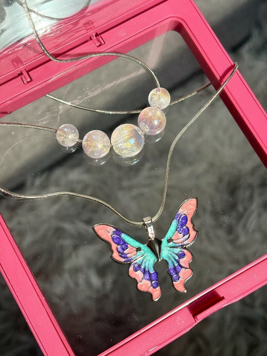 Barbie Fairytopia Magic of the Rainbow necklace set with colorful beads and butterfly pendant