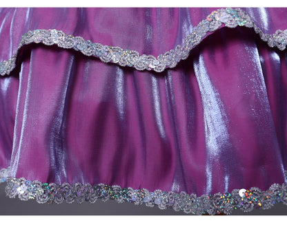 Barbie cosplay costume layered pink skirt detail with decorative trim