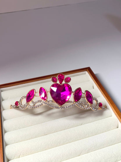 Gold-tone Barbie princess tiara with bright pink gemstones