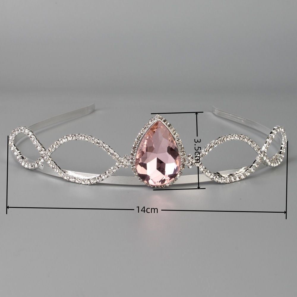 Silver-tone Barbie princess tiara with a pink teardrop gemstone