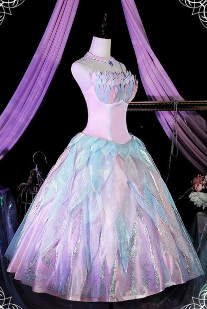 Swan Lake Odette princess costume front view with flowing lavender skirt and fantasy details