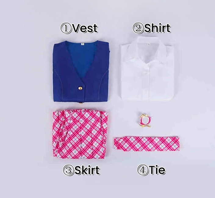 Blue and pink academy uniform cosplay costume full set