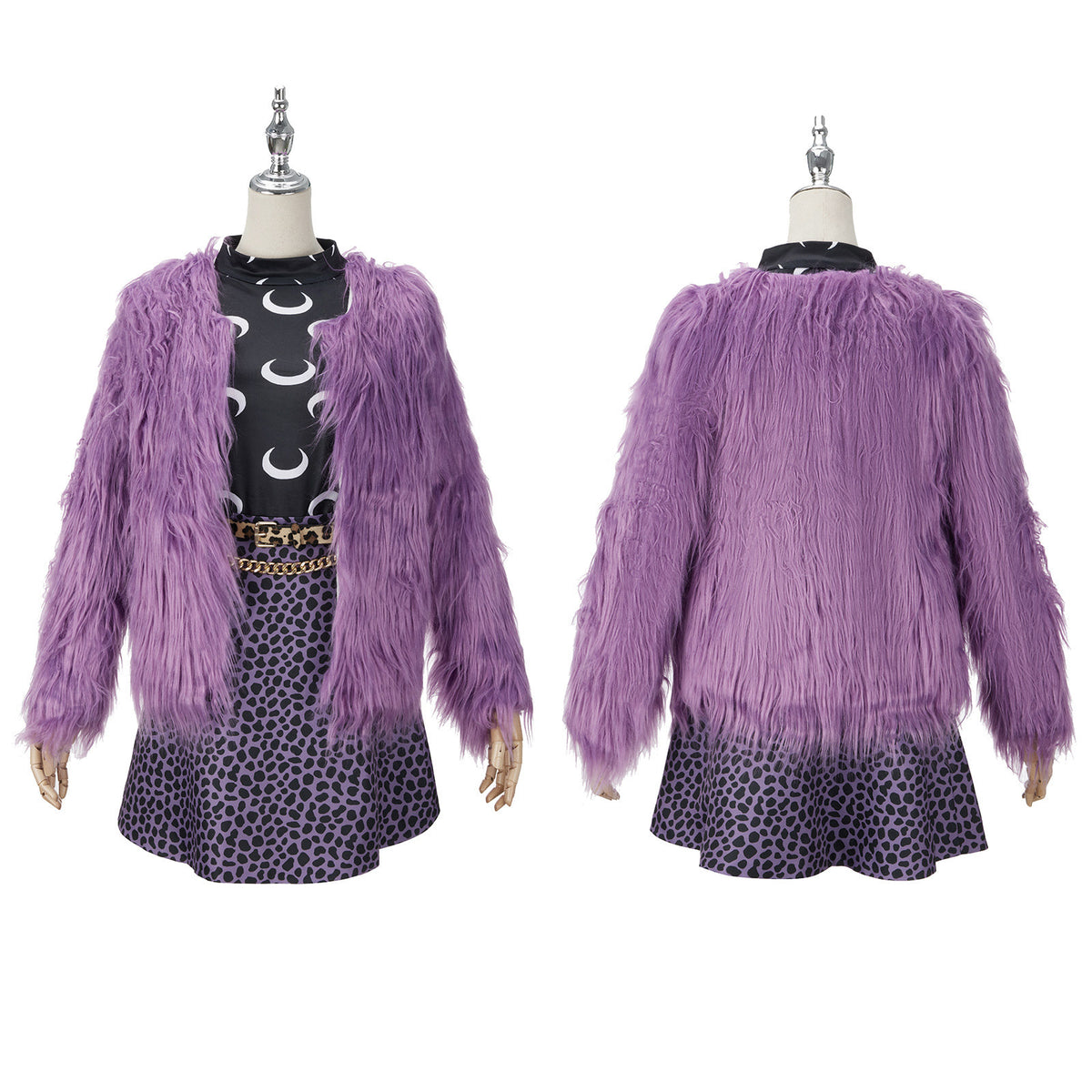 Front and back views of the Clawdeen Wolf movie cosplay costume