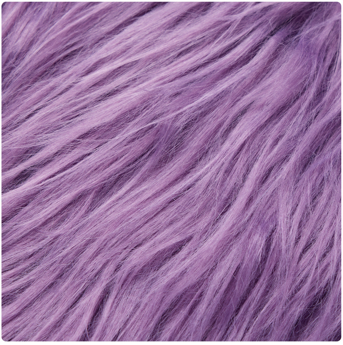 Close-up of the purple long-pile fabric used for the cosplay jacket
