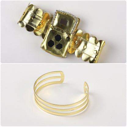 Gold-tone bracelet and neck accessory for a Cleo de Nile cosplay costume