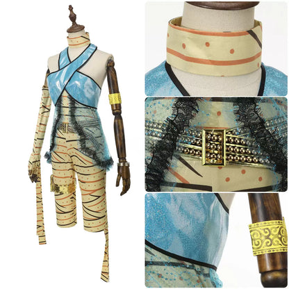 Cleo de Nile cosplay costume with close-up views of the waist and gold-tone belt