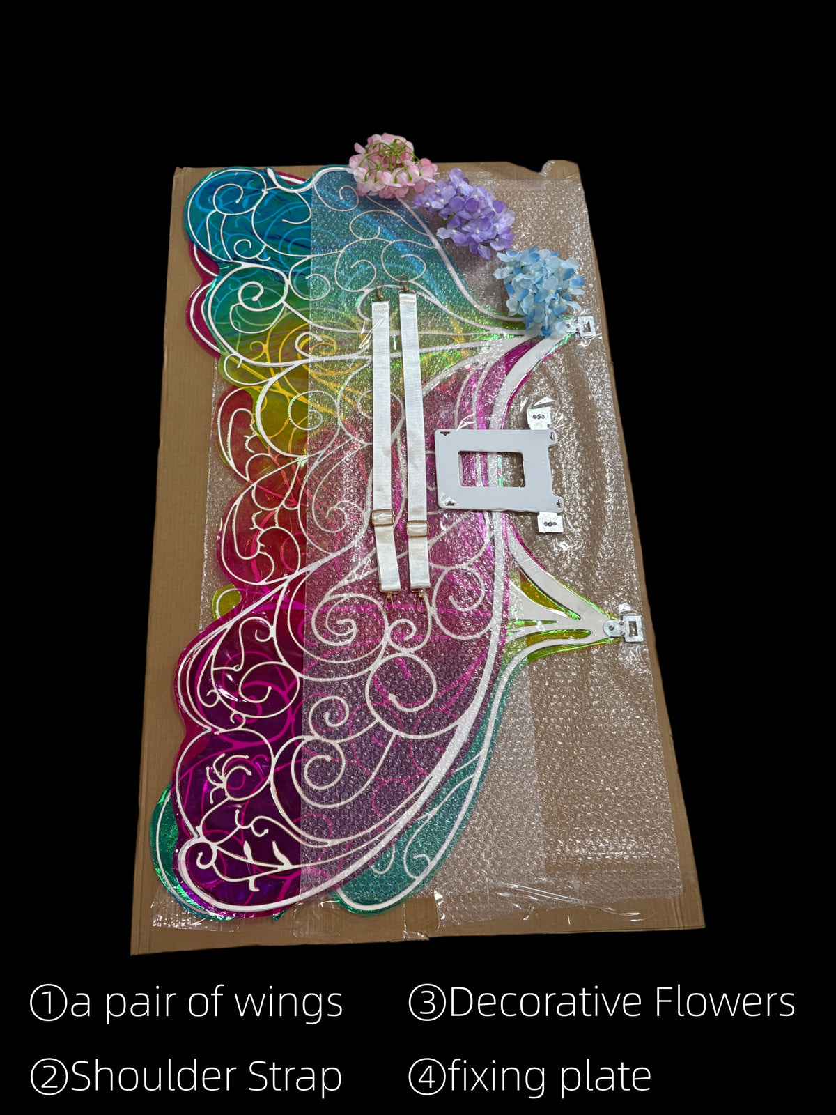 Fantasy fairy wings package and size details