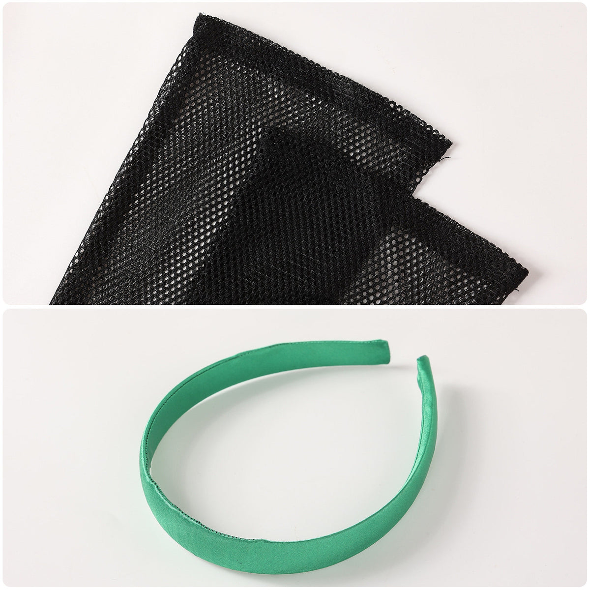 Black mesh gloves and a green headband for Ghoulia Yelps cosplay
