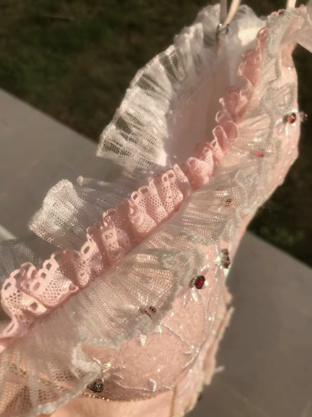 Pink arm sleeve detail for Nutcracker ballet tutu costume