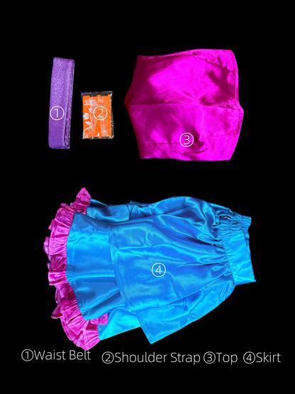 Pink and teal fairy costume full set with matching accessories