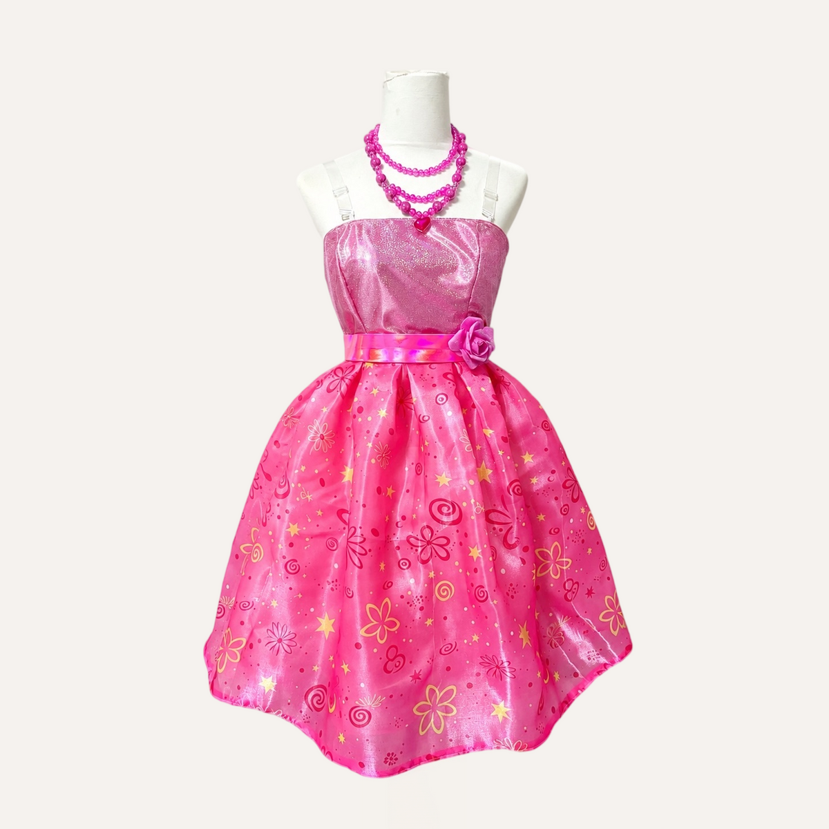 Barbie and the Secret Door Princess Alexa pink dress and heart necklace, front view