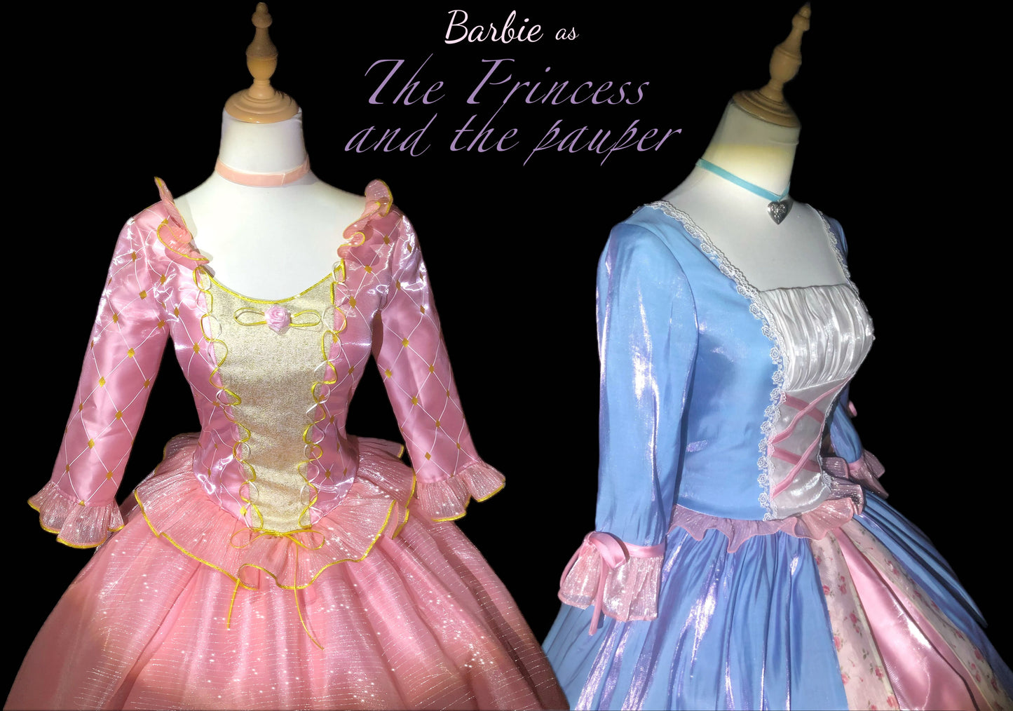 Princess Anneliese pink gown costume detail with sparkling princess dress design