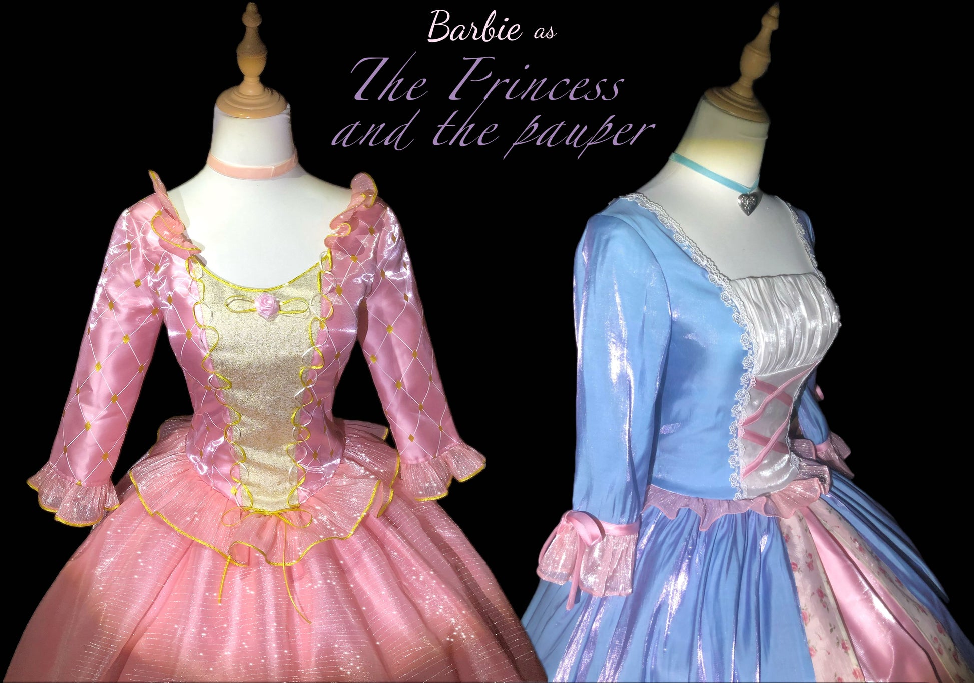 Princess Anneliese pink gown costume detail with sparkling princess dress design