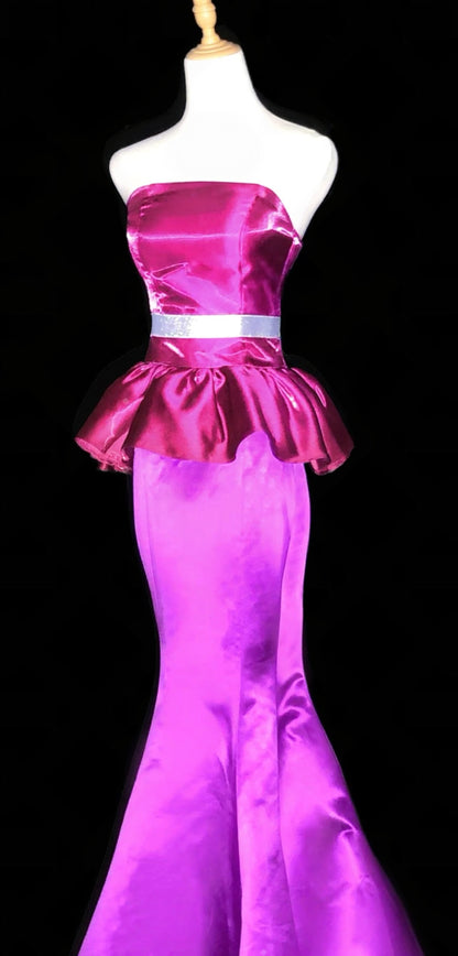 Front view of purple mermaid fairy costume dress