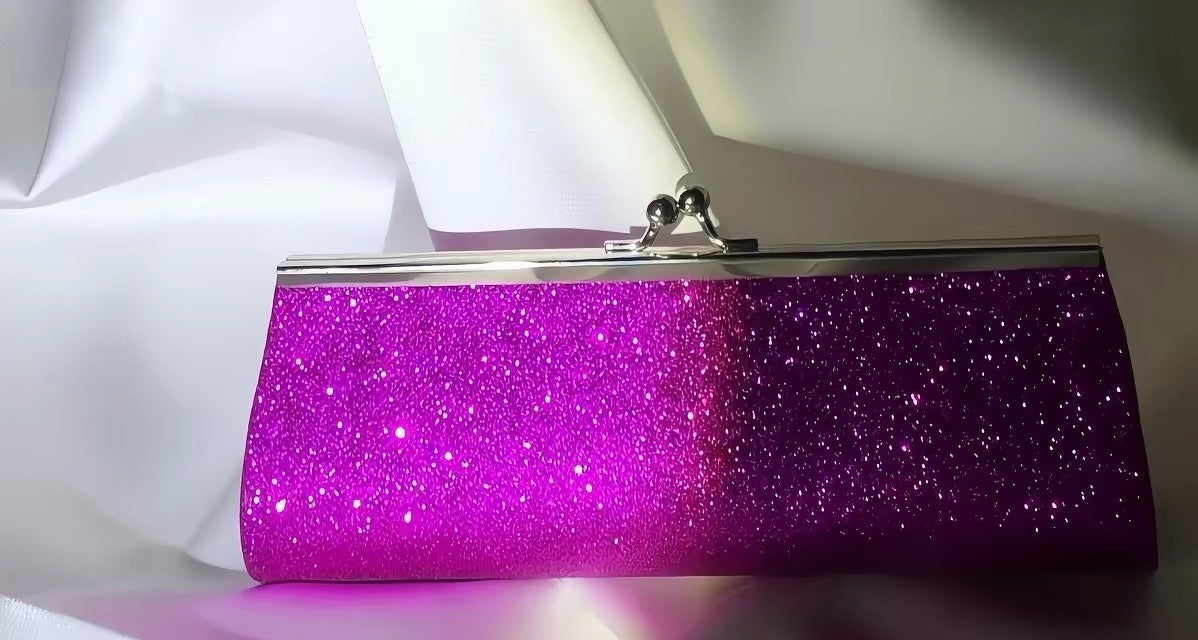 Purple glitter handbag accessory for mermaid fairy costume
