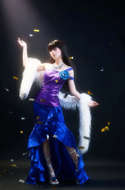 Full body view of Raquelle cosplay costume inspired by Barbie A Fairy Secret