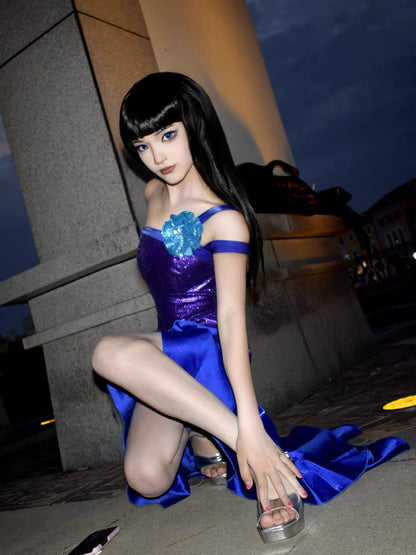 Model pose wearing Raquelle cosplay costume inspired by Barbie A Fairy Secret