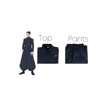Suguru Geto cosplay costume set showing jacket and pants