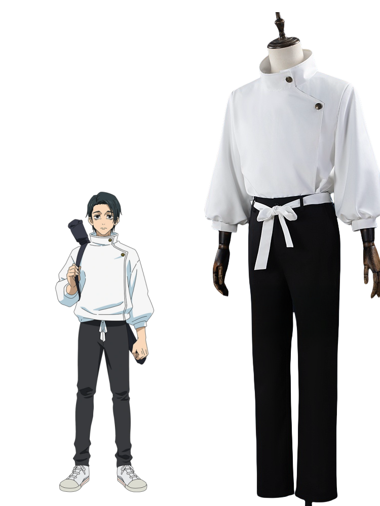 Yuta Okkotsu cosplay costume with white high-collar jacket, waist belt, and black pants